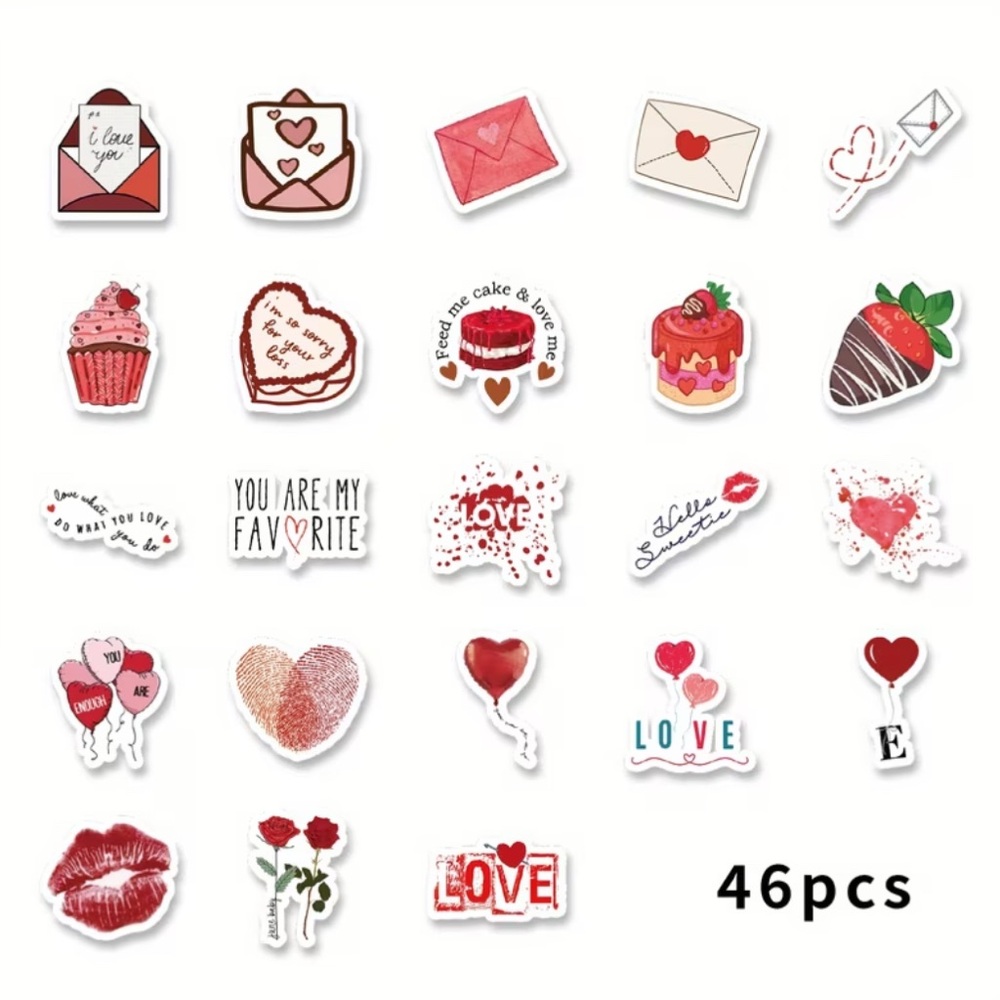 46 Pc Hearts & Kisses Sticker Pack - Picture 3 of 5